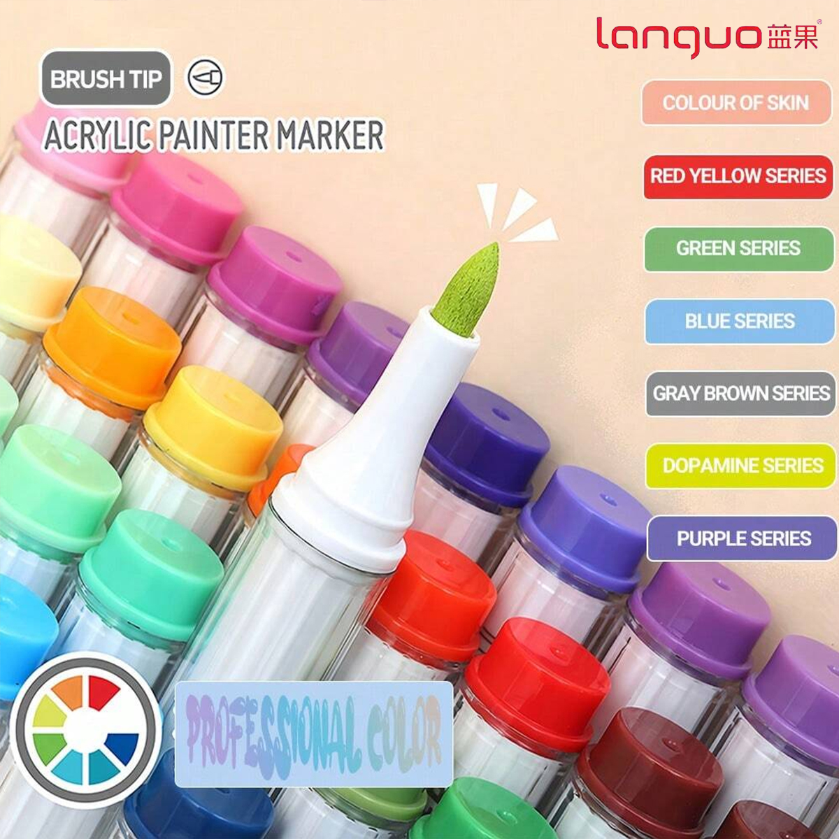 Languo-marcador de pintura acrílica de 9 colores, cabezal Flexible, colores brillantes para garabatos, dibujar, escribir a mano, suministros de arte, papelería