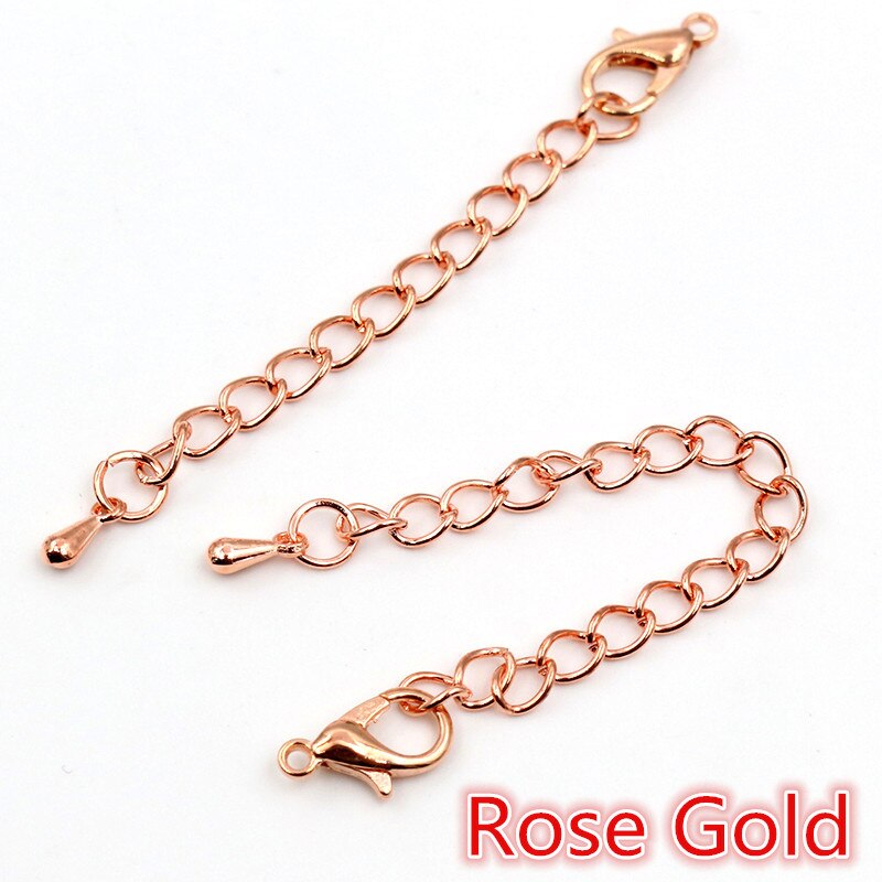 10 stücke 50mm/70mm Länge Länger 5x4mm Handgemachte Verlängerung Kette mit Hummer Verschluss und tröpfchen Für Armband Halskette Schwanz Kette: Rose Gold / 70mm