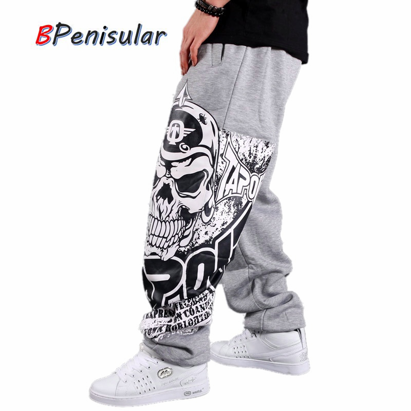 hommes Hip Hop pantalon ample rue danse pantalons longs crâne imprimer Rock and Roll Punk Baggy Parkour Skateboard survêtement hommes