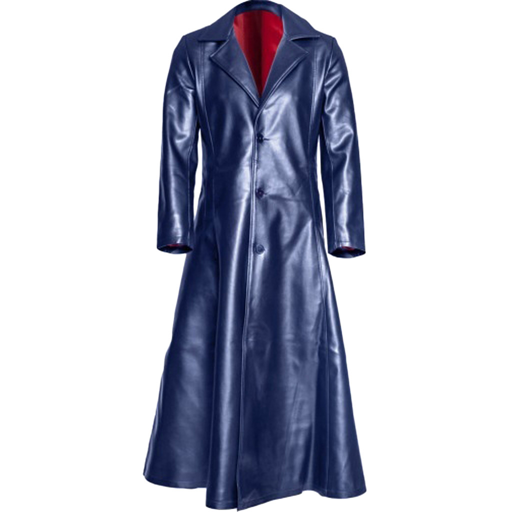 Pu Leather Coat Jacket Men Gothic Long Coat Short Faux Leather Jacket Turn-down Colla Soft Jacket Female S-5XL
