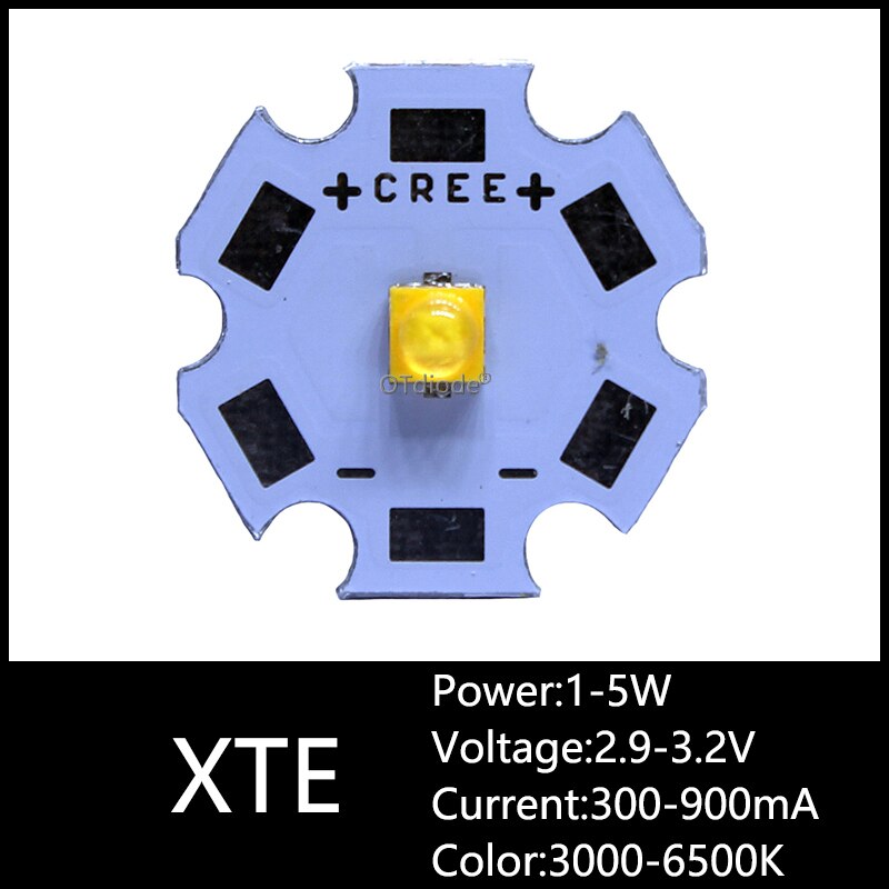 10 stk 3w 5w 10w cree xml xpe xpg xte ledet varm whtie, hvid rgb high power led chip  on 20mm pcb: Xte / 3000k