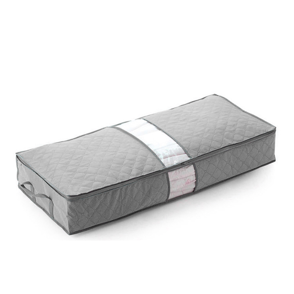 3 farver soveværelse arrangør under sengen 86*39*12cm 90l under sengen opbevaringspose kasse grå til tøj tæpper: Grå