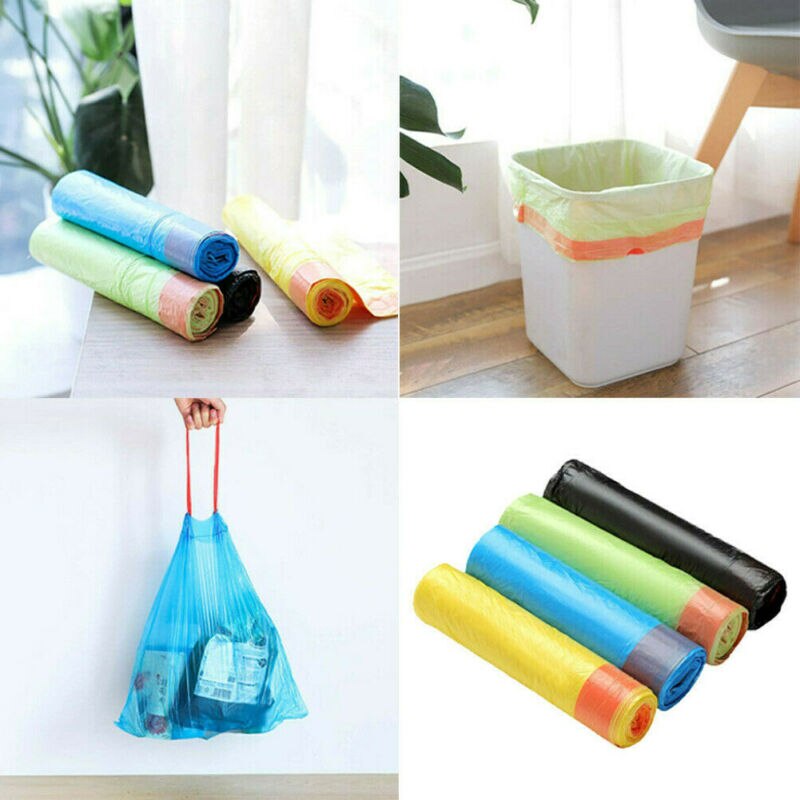 15pcs/roll Rubbish Garbage Bin Liners Kitchen Toilet Waste Trash Bags With Handle Vest Type Disposal Kitchen Sink Trash Bags