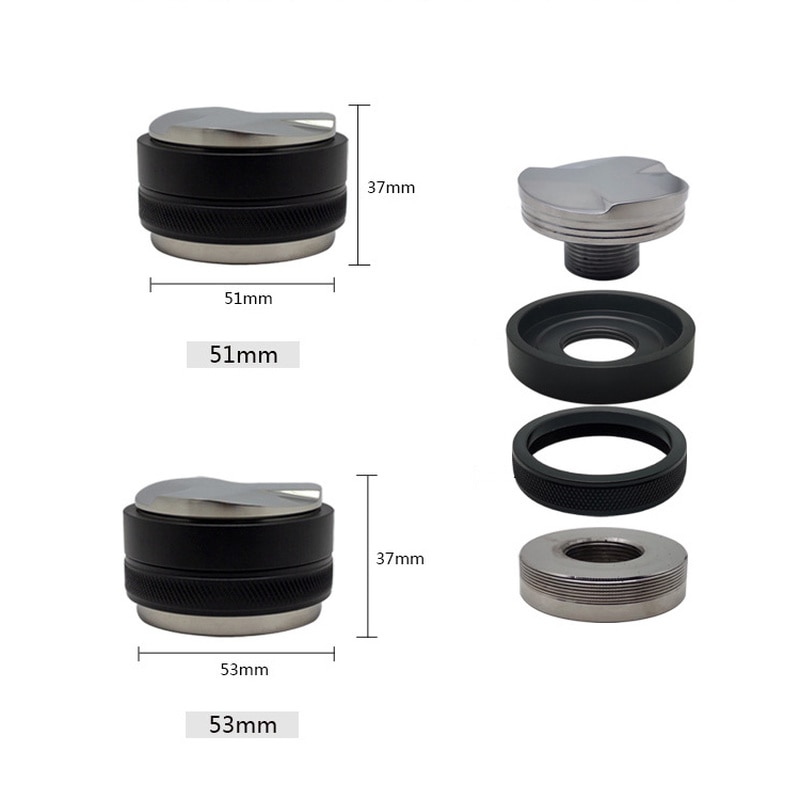 51/53/58mm tasseurs à expresso, tasseur à café double face , 3 pentes inclinées et base plate, outil de nivellement en acier inoxydable massif non revêtu