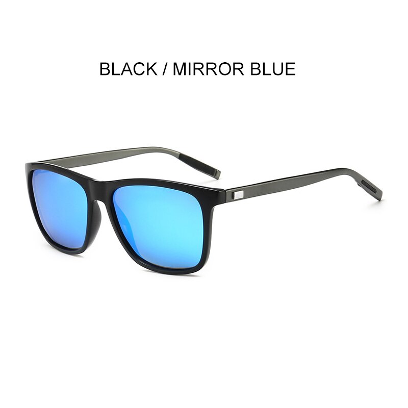 Simprect Gepolariseerde Zonnebril Mannen UV400 Bestuurder Spiegel Vierkante Zonnebril Retro Vintage Anti-Glare Zonnebril Voor Mannen: black-mirror blue