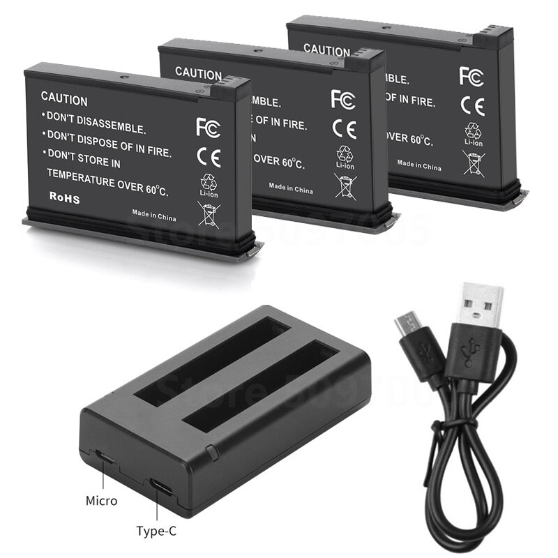 neue 1700mAh Insta360 EINE X2 batterie und Mikro USB batterie ladegerät für Insta 360 eins X 2 Aktion kamera Zubehör: 3 batterie 1 ladegerät