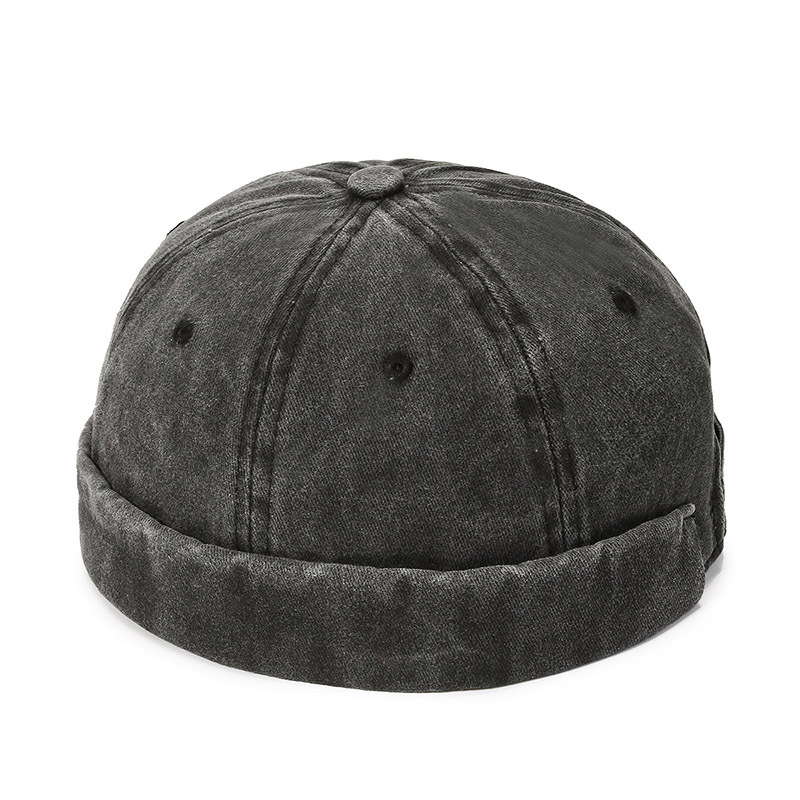 Bonnet sans bord unisexe en coton respirant pour hommes et femmes, casquette réglable, chapeaux hip hop rétro, chapeau streetwear unisexe, printemps et automne: noir