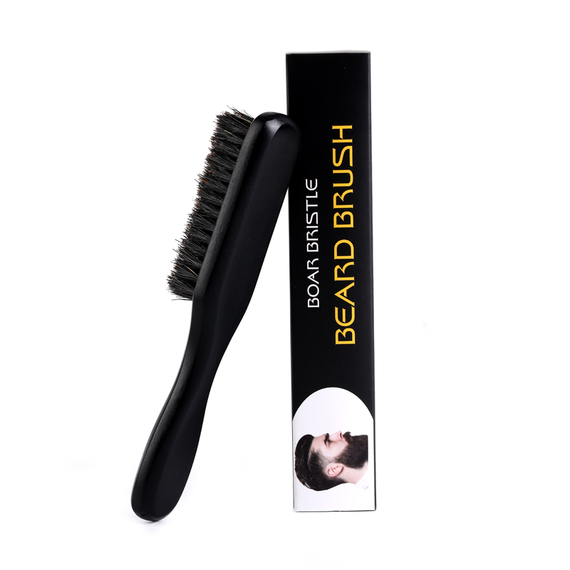 Material de cerdas de jabalí, cepillo de barba de haya, herramientas profesionales de afeitado, cepillo de afeitar para reducir el Frizz, accesorios de barbería: Negro