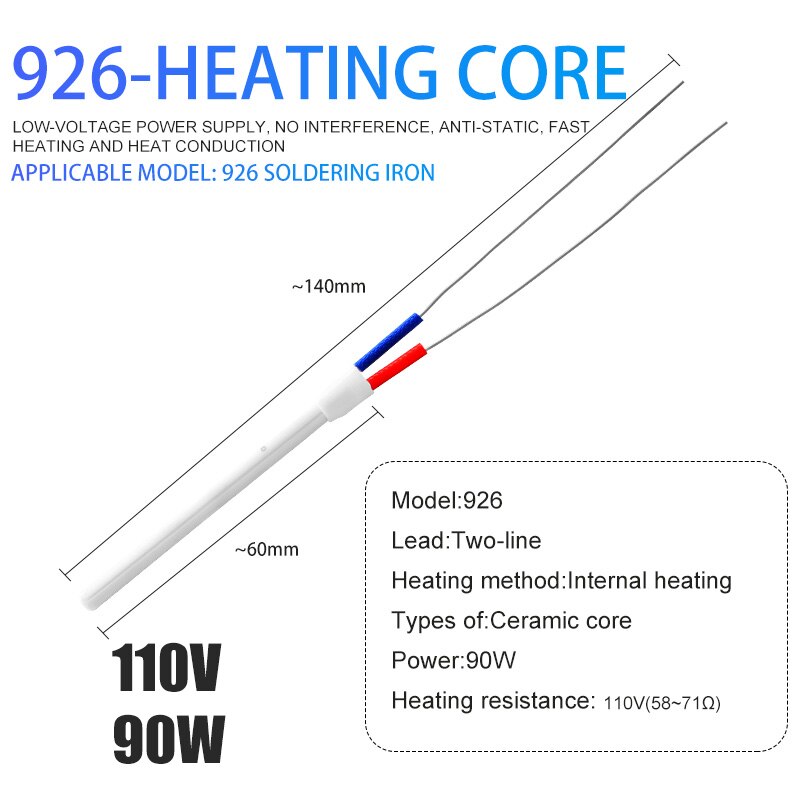 200W Electric Soldering Iron Heater Adjustable Temperature Ceramic Internal Heating Element For 907 926 927 936 Solder Iron: 926 90W 110V