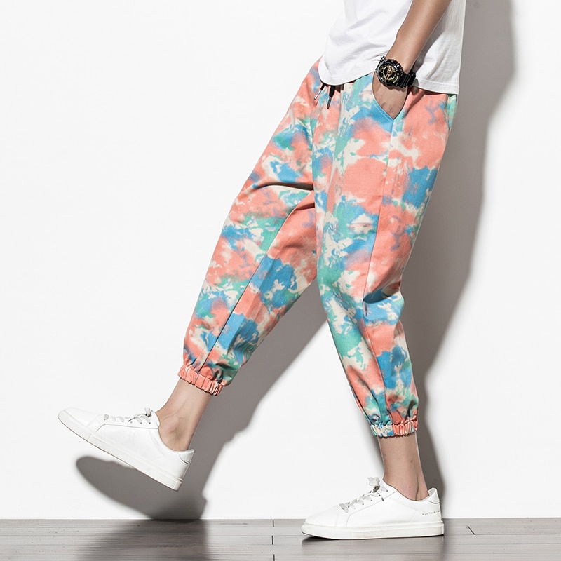 Streetwear sommar casual haremsbyxor män joggingbyxor män fitnessbyxor herr ankel-legth harajuku tryckta byxor