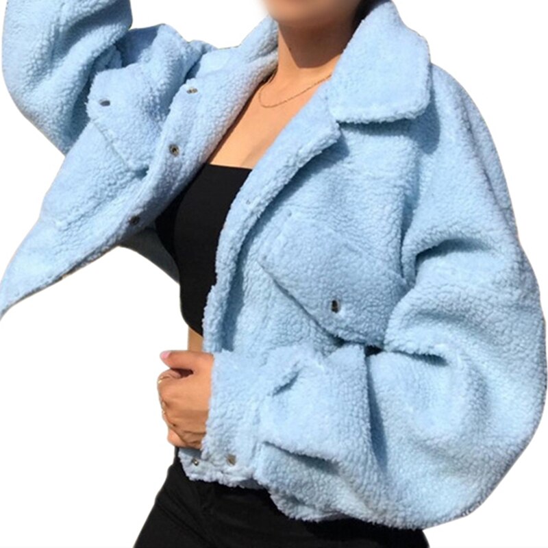 Abrigo de peluche corto y cálido para mujer, – Grandado