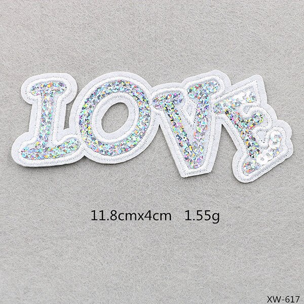 Angel Love Pretty Pailletten Woorden Letters Ijzer Geborduurde Patches Voor kleding Meisje kleding Stickers Kledingstuk Applicaties: 4