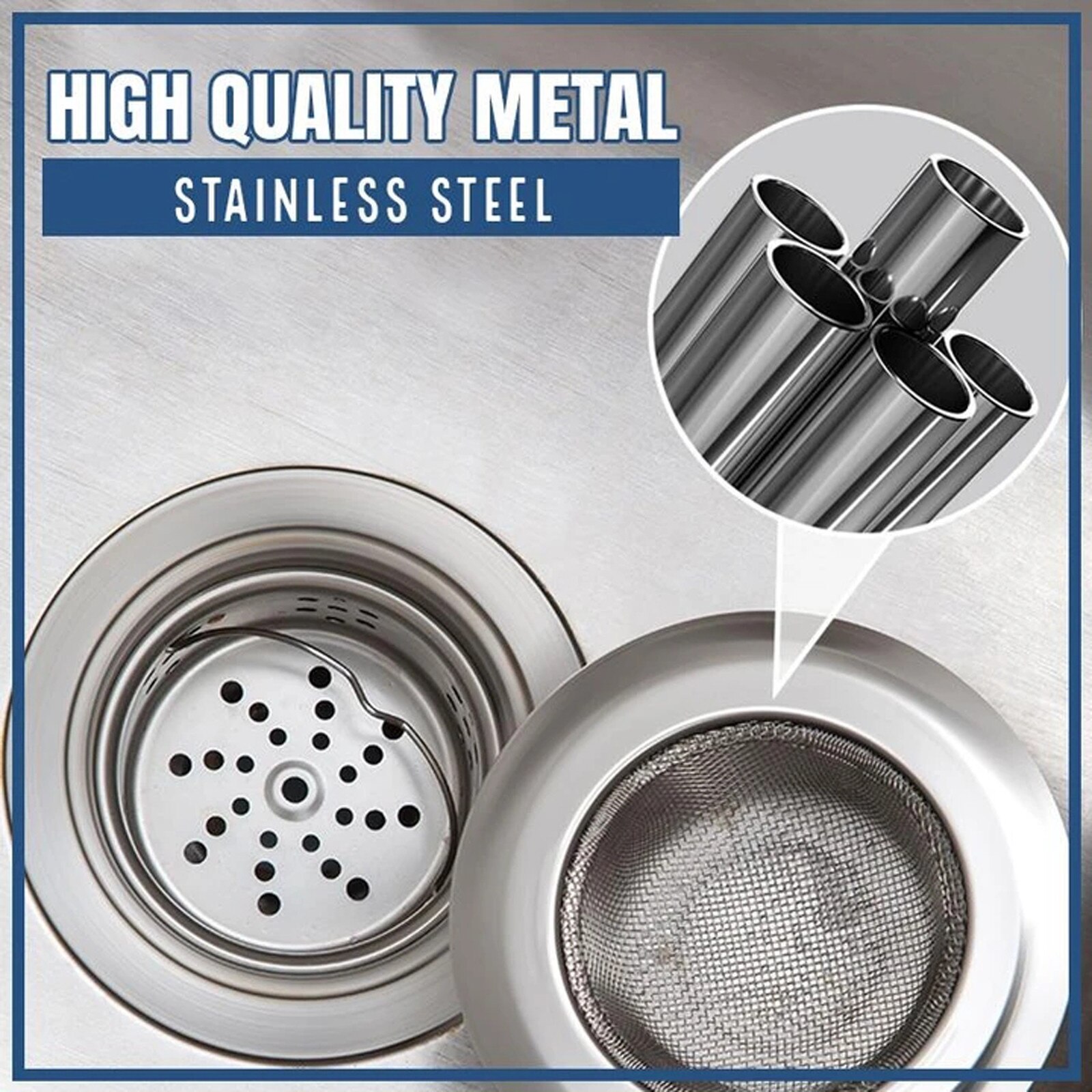 Stainless Steel Bathtub Hair Catcher Stopper Shower Drain Hole Filter Trap Kitchen Metal Sink Strainer To Prevent Clogging #3s
