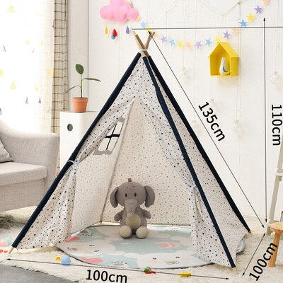 1.35M Portable Cotton Home Tipi Folding Indoor Baby Tent Toy Teepee Original Triangle Indian Kids Wigwam For Children Games: 10