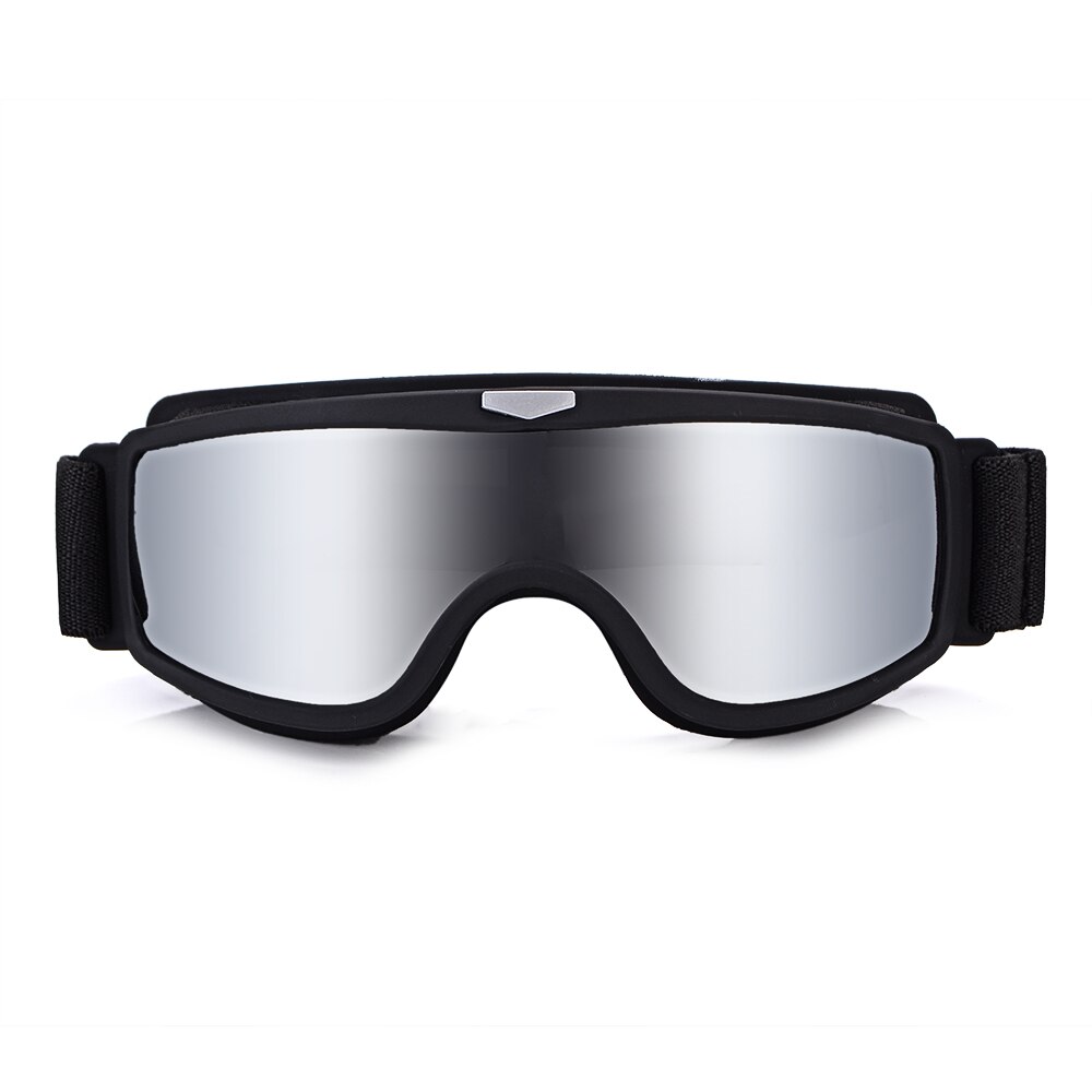 BJMOTO universel Vintage moto lunettes moto Scooter motard lunettes Motocross lunettes pliable casque lunettes: Silver Lens
