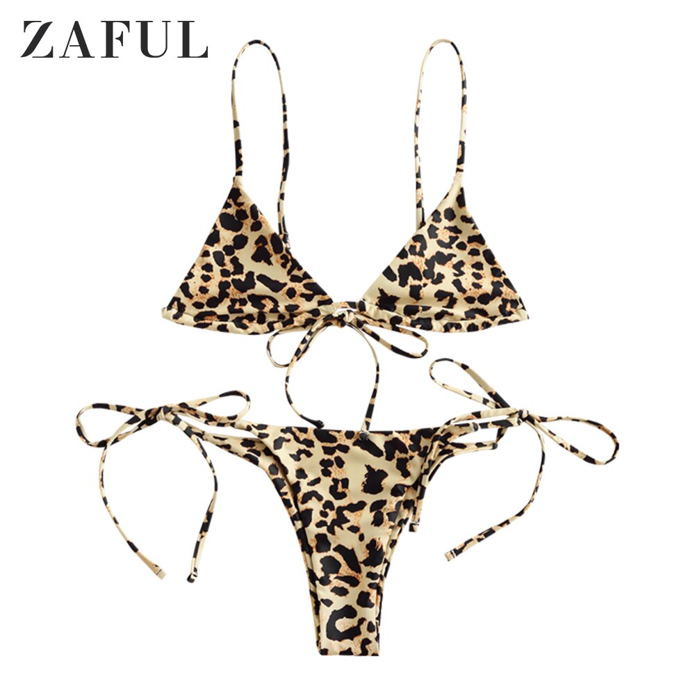 Zaful Snake Print Hoge Been Cami Bikini Badmode Voor Vrouwen Spaghettibandjes String Bikini Sets Lage Waisted Twee Stukken Badpak