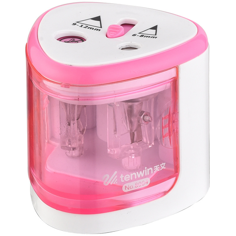 Tihoo Grey Blue Pink Automatic Stationery Electric Pencil Sharpener For Kids Blade School Supplies: C Pink