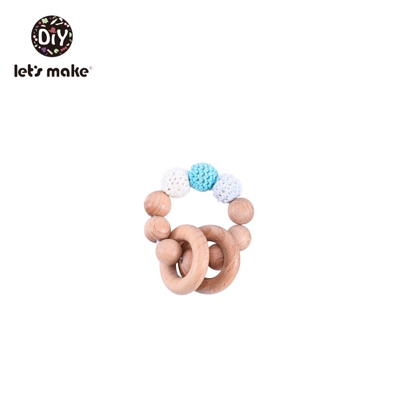 Lad os lave babybider legetøj bpa gratis 2 stk/sæt armbånd bøg ring kanin øre dyr tegneserie blomst gnaver bider: Blå armbånd
