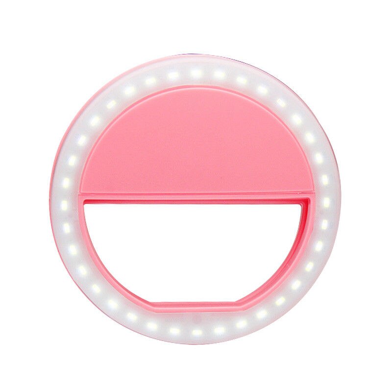 Girlwoman Usb Ladung Selfie Ring Telefon LED-Blitz Licht für Telefon Runde Flash LEDS Kamera Selfie Lampe Für Handy linsen: Rosa