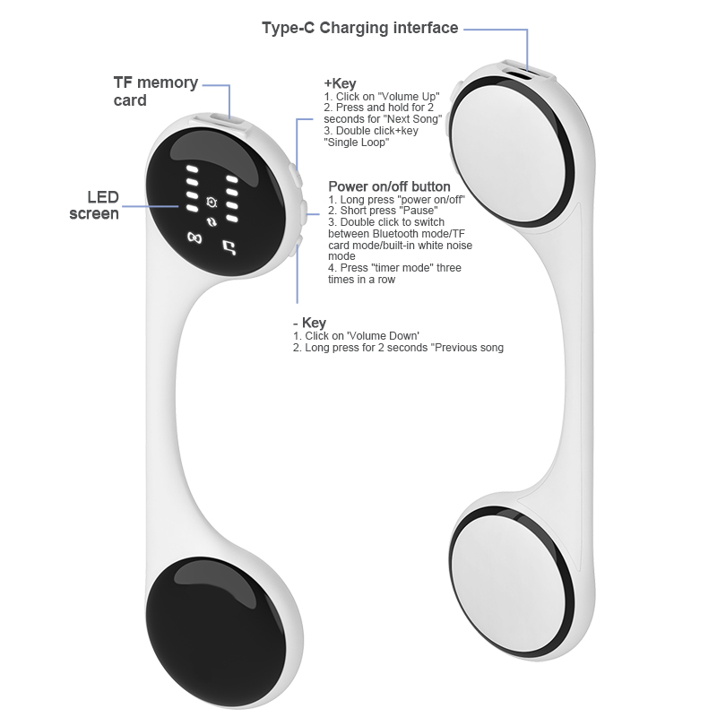 Bone Conduction Portable Bluetooth Sleeping Speaker Built-In 10 Natural Sounds White Noise TF Card Music Box Under The Pillow