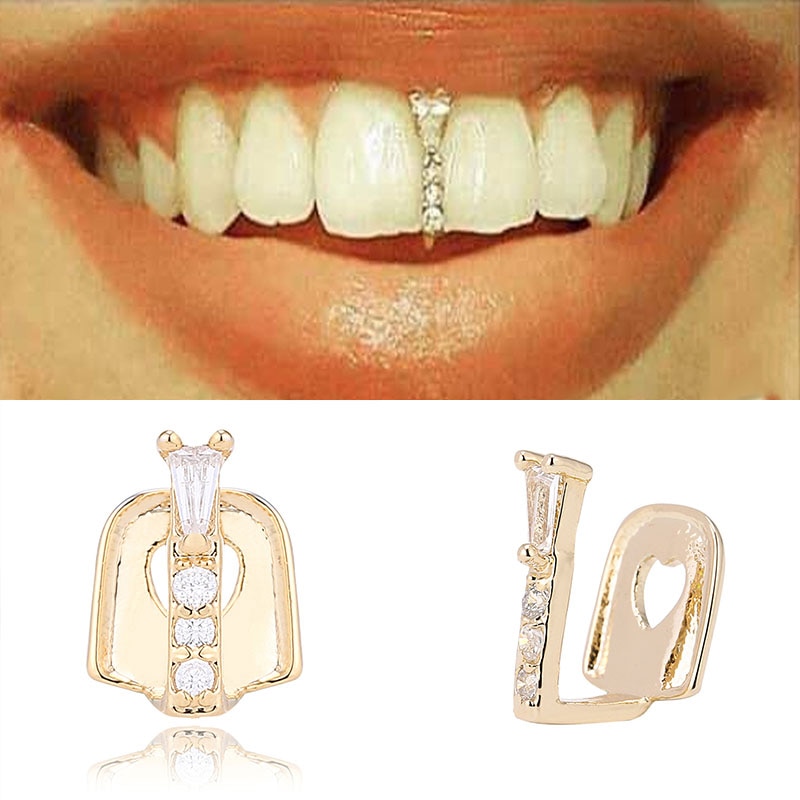 Teeth Caps Hip Hop Rapper Rock Teeth Cover Grills Tooth Cap Teeth Case Braces Rhinestone Tooth Clips Hip Hop Party Jewelry