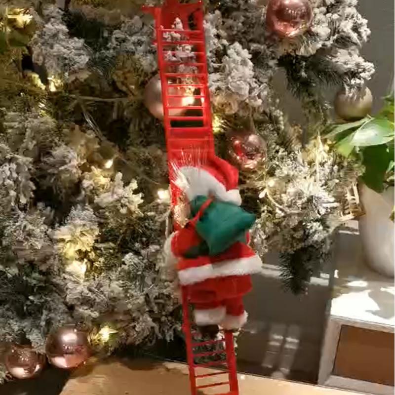 Noël Père Noël Électrique Échelle de Montée Suspendu Décoration De Sapin De Noël Ornements Fête Enfants Directe