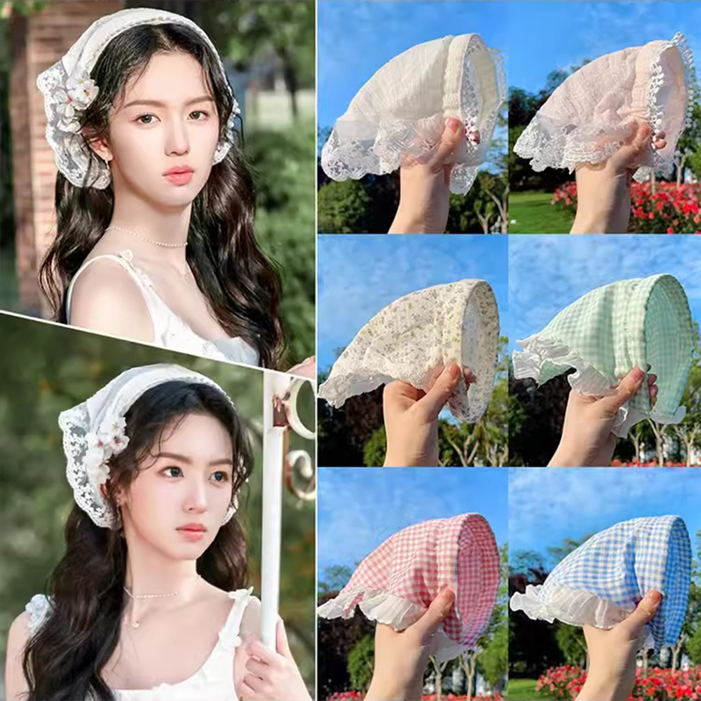 Franse Stijl Kant Driehoek Tulband Haarband Haar Hoepels Voor Vrouwen Zoete Haarversiering Hoofdband Haarband Mode Haaraccessoires