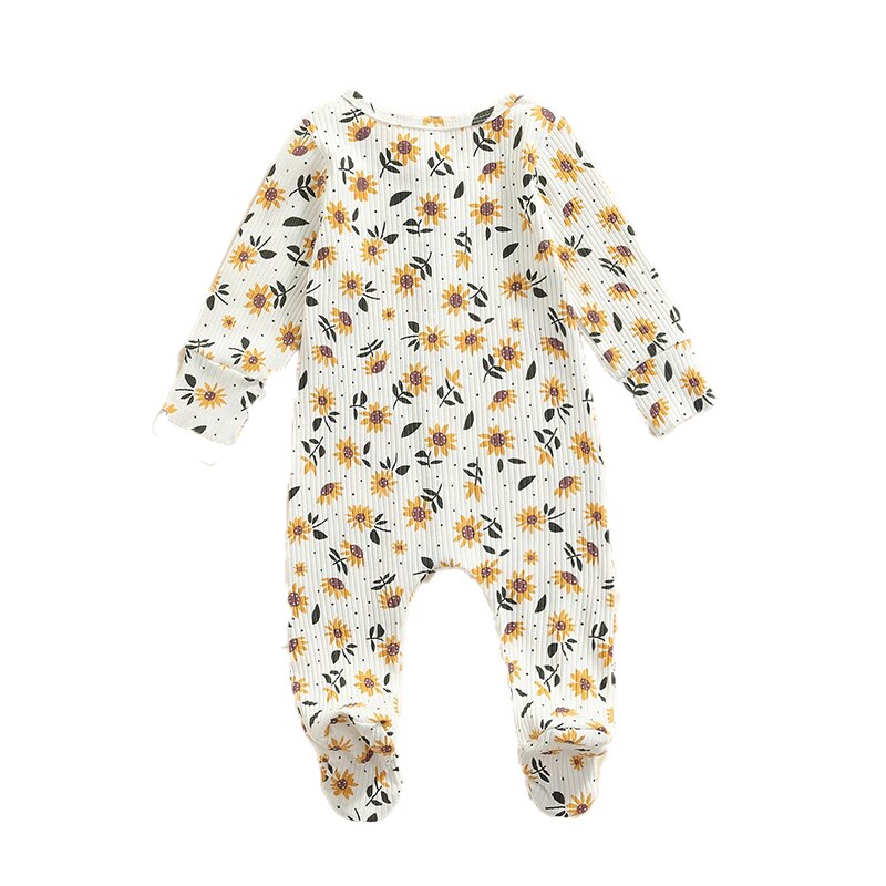 Kids Baby Floral Rompers for Autumn Long Sleeve Cotton Girls Jumpsuits Infants Children Clothes