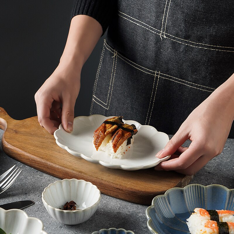 1 Pc Japanse Servies Keramische Wit Blauw Diner Plaat Serveren Gerechten Rijst Ramekin Saus Kom Magnetron Veilig