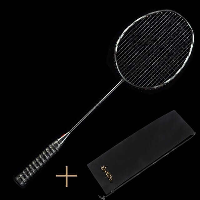 1pcs Ultralight Badminton Racket Carbon Badminton Racquet Carbon Fiber Grips Offensive Defensive Training Racket With Bag: black
