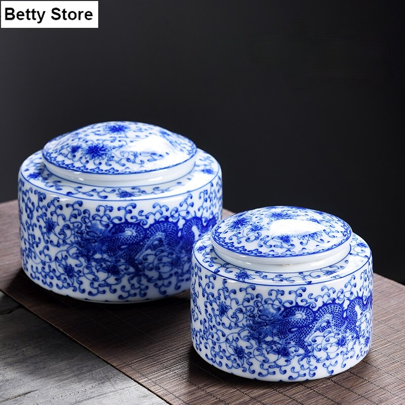 Cilindrische Draak Keramische Thee Caddy Reliëf Bloem Verzegeld Opslag Jar Huishoudelijke Snoep Moer Opslag Jar Container Art Decoratie