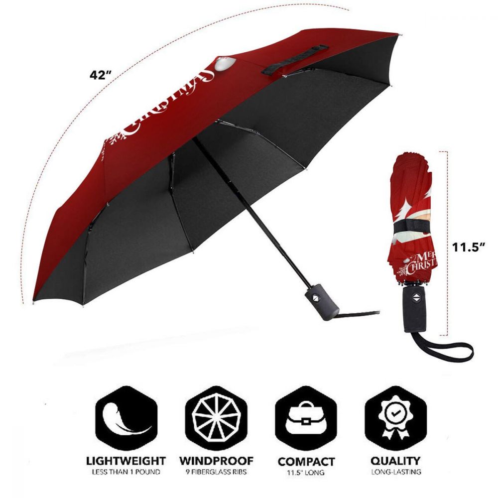 Automatic Umbrella Christmas Santa Claus three-fold umbrella women men rain umbrella