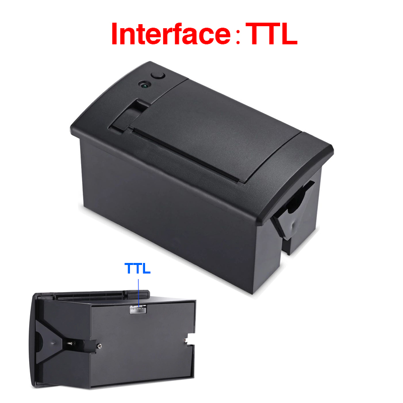 Mini 58mm Panel Embedded Thermal Printer with Interface RS232 TTL Use for Receipt Ticket ESC POS Arduino Android 5v-9v QR701: Black with TTL