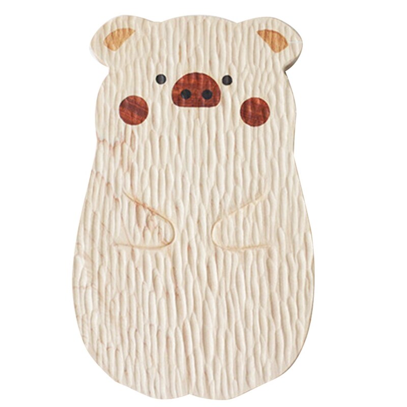 Cartoon Japanese Dim Sum Plate Wooden Plate Kid's Dinner Plate Decorative Plate Chopping Board: Light Yellow