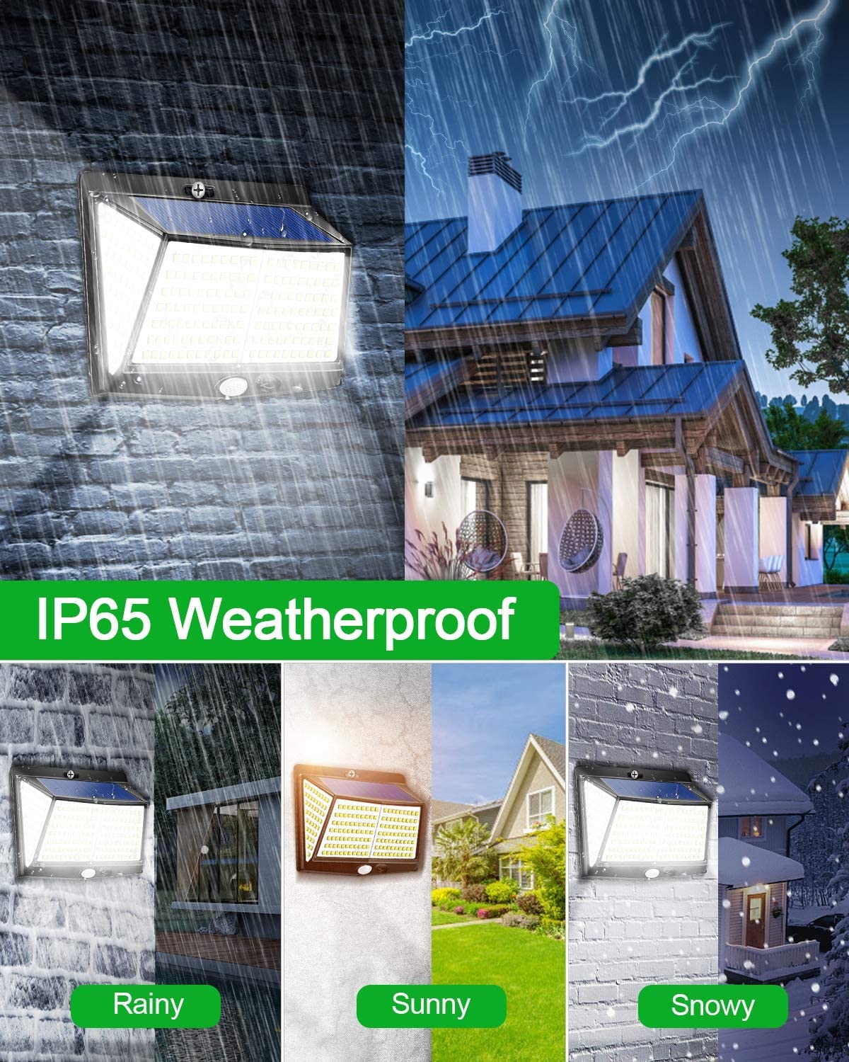 Claoner Solar Security Lights Outdoor 228led Motion Sensor Wall Lamps For Front Door, Backyard, Garage