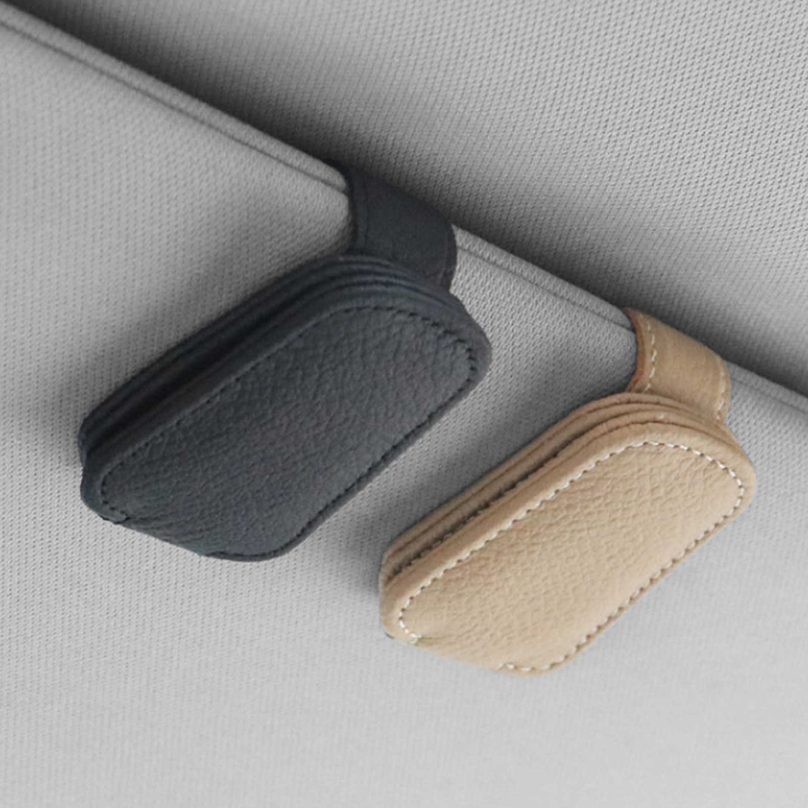 Universal Hanging Protective Practical Car Glasses Holder Strong Magnet Sunglasses Clip PU Leather Sun Visor Space Saving