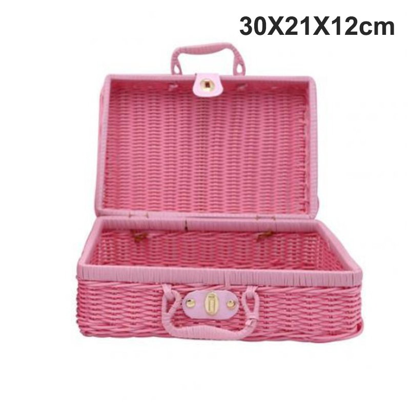 Étui de rangement tissé en rotin fait à la main, Vintage, Portable, étui de rangement tissé à la main, maquillage pique-nique voyage porte-bagages valise, boîte d'organisation d'articles divers: A26