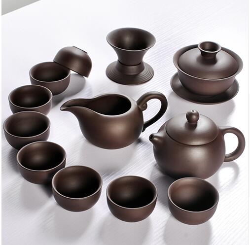 Ceramic Yixing Purple Clay Tea Set Kung Fu Pot Infuser Xishi Gaiwan Teapot Serving Cup Teacup Chinese Drinkware: Set E