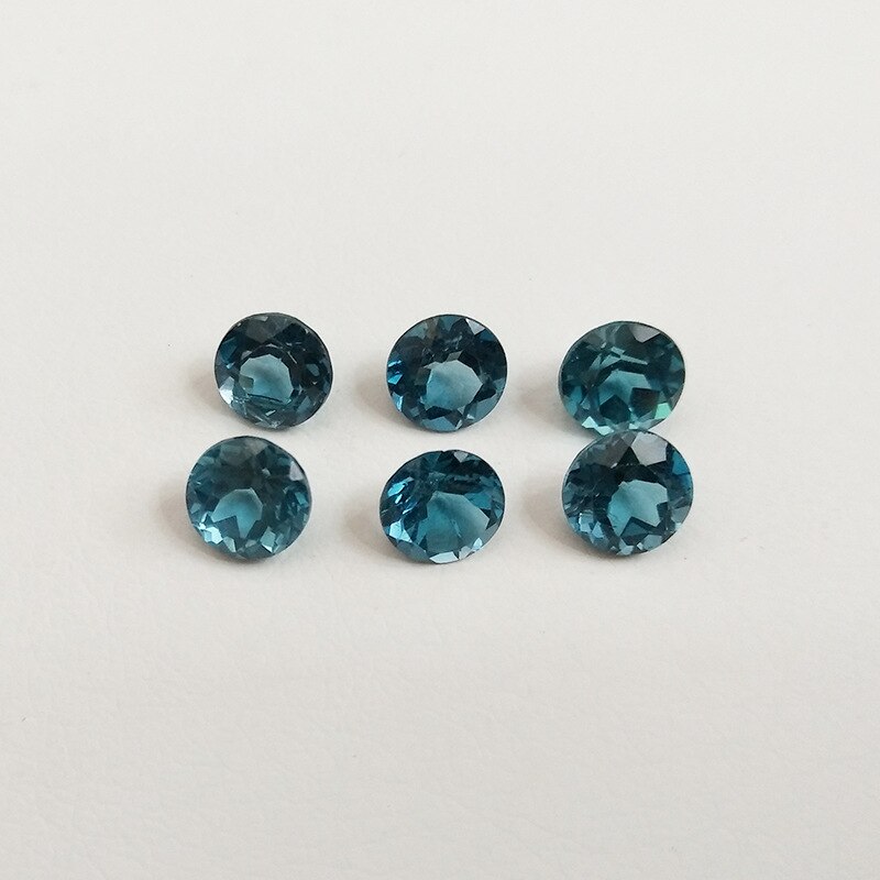 Wong Regen 1 PCS Natuurlijke 6 MM Ronde Natuurlijke Londen Blue Topaz Losse Edelsteen DIY Steen Decoratie Sieraden Veel bulk