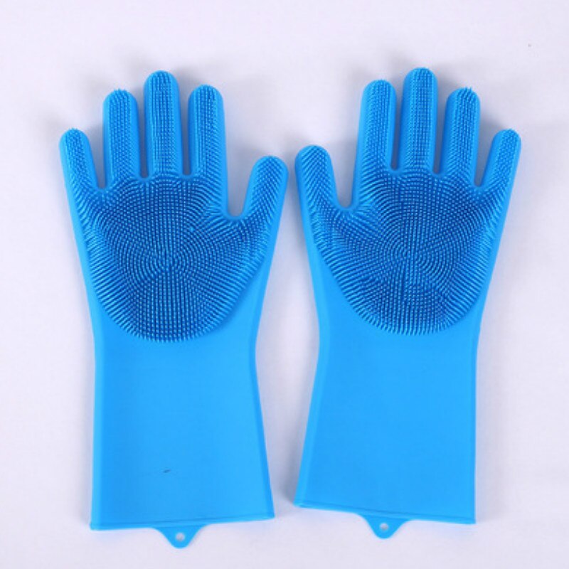 Guantes de goma para limpieza de lavavajillas, manoplas mágicas de silicona para lavar platos, estropajo para el hogar, cocina, herramienta de limpieza, 1 par: Blue