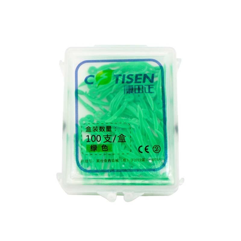 100 Pcs Medische Wegwerp Plastic Dental Wiggen Met Gat Arc Concave Diasteem Wiggen Met End Circulaire Gat Tandarts Gereedschap