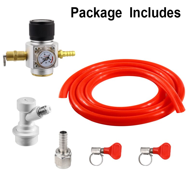 5/16&quot; PVC Gas Line Assembly,0-90 PSI Soda Bottle CO2 Mini Gas Regulator with Relief Valve T21*4 - Homebrew Draft Beer Dispensing