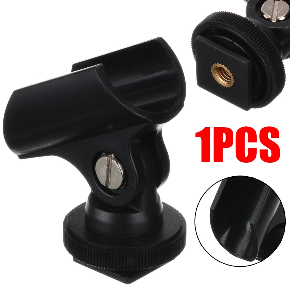 1 PC Microfoon Clip Stand 19mm Plastic Mic Microfoon Houder Clip met Shoe Voor DSLR Camera