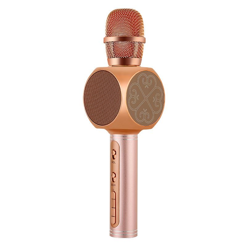 YS-63, inalámbrico por Bluetooth, micrófono portátil de mano PARA Karaoke, altavoz para en casa, micrófono para reunión de habla, micrófono: Rose Gold