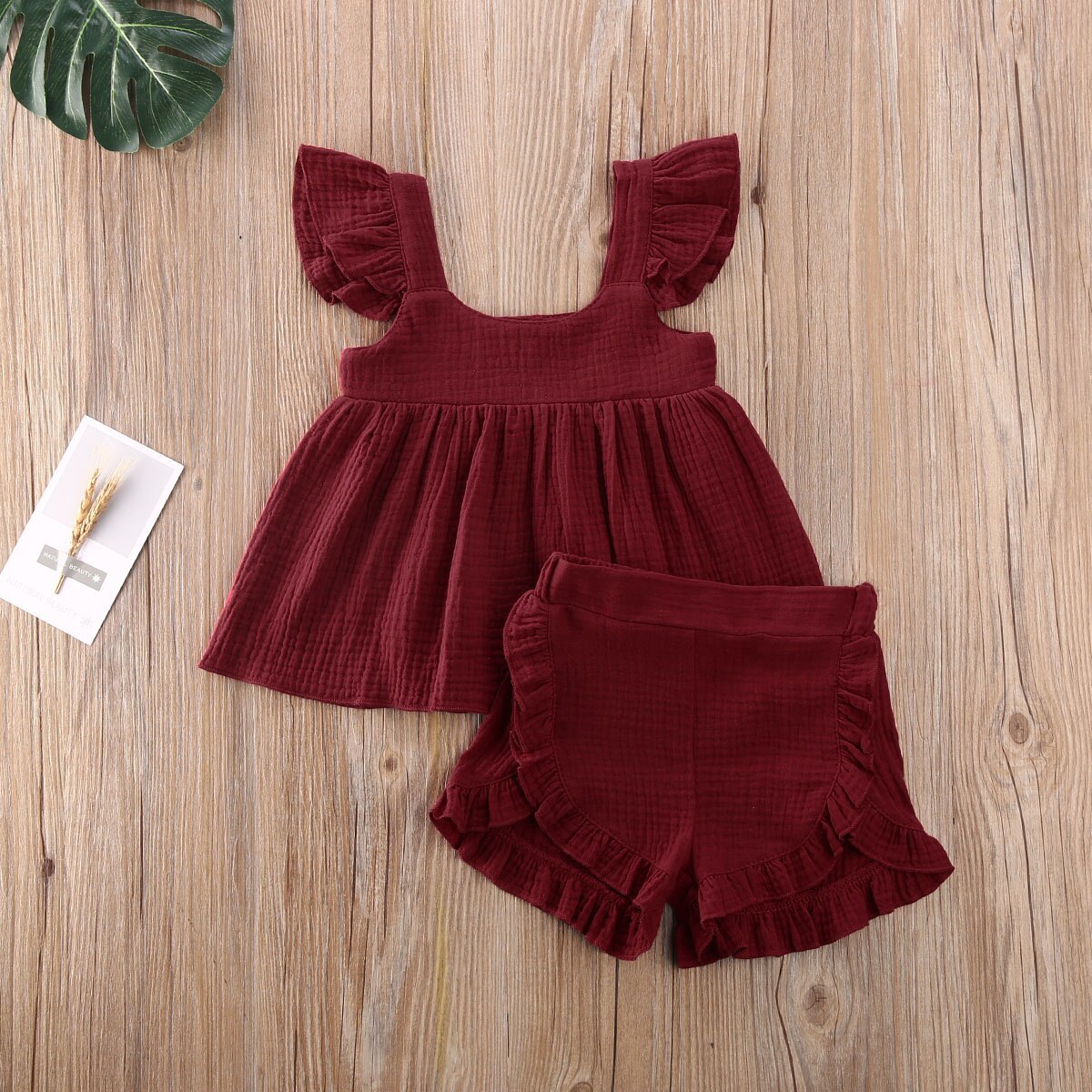 Vêtements d'été pour bébés, ensemble de 2 pièces pour bébés filles, en coton et en lin, chemise hauts haut et short en PP, tenue de soleil solide, tendance