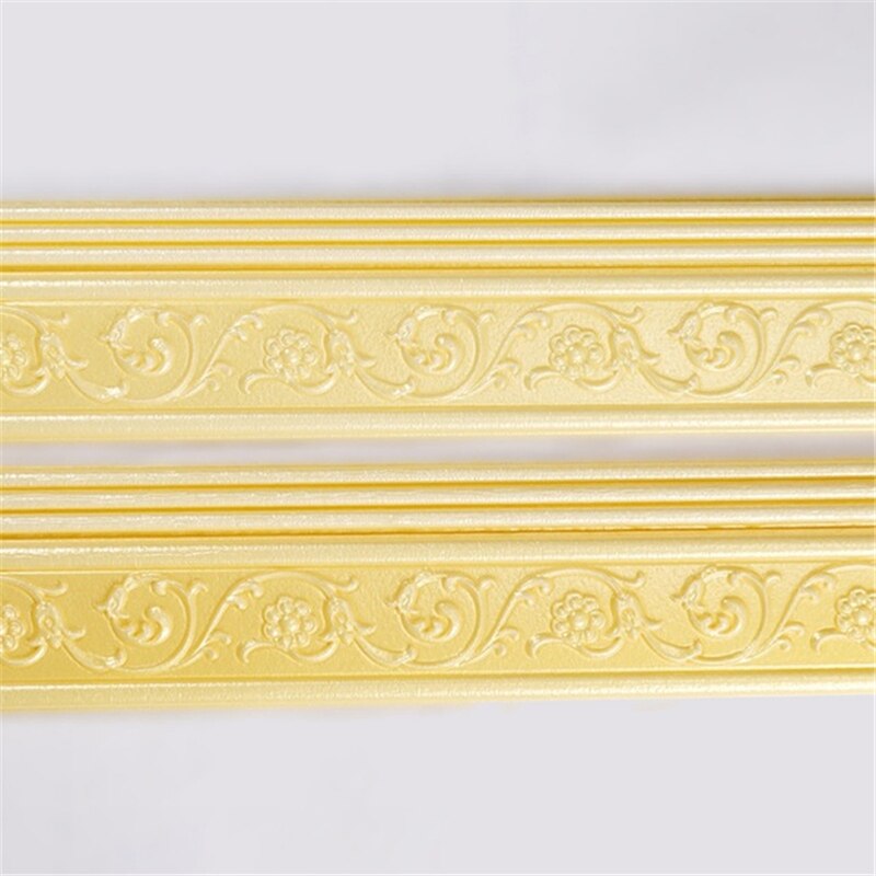 3D Embossed Wallpapers Waist Line Living Room Bedroom Baseboard Self Adhesive Wallpaper Borders Foam Background Baseboard Decor: Yellow