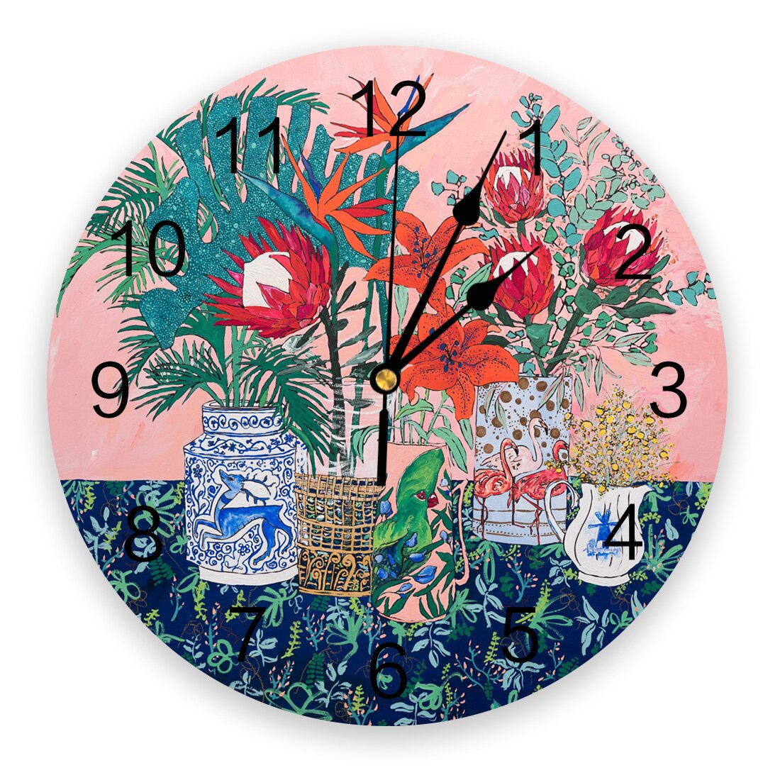 Horloge murale numérique avec coquelicots orange sur fond blanc, décoration d'intérieur, chambre à coucher, silencieuse: 2