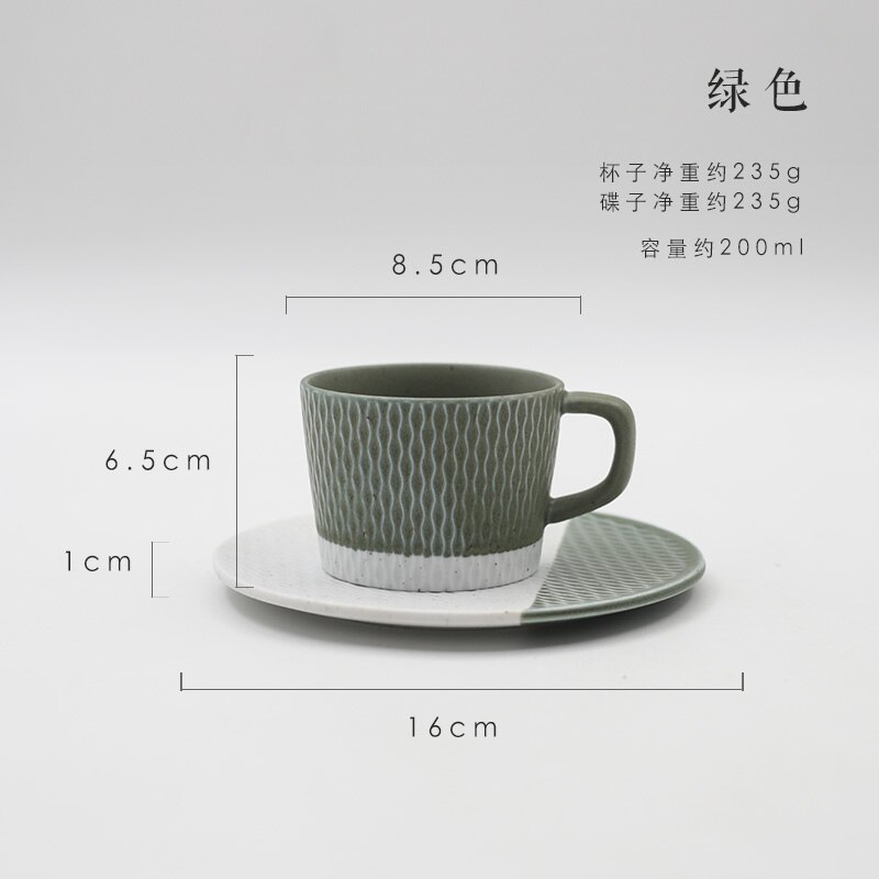 Japansk keramikk kaffekopp enkel gul nordisk hjemme ettermiddagste kopper kontor minimalistisk kopp og tallerken sett  mm60 byd: Grønn