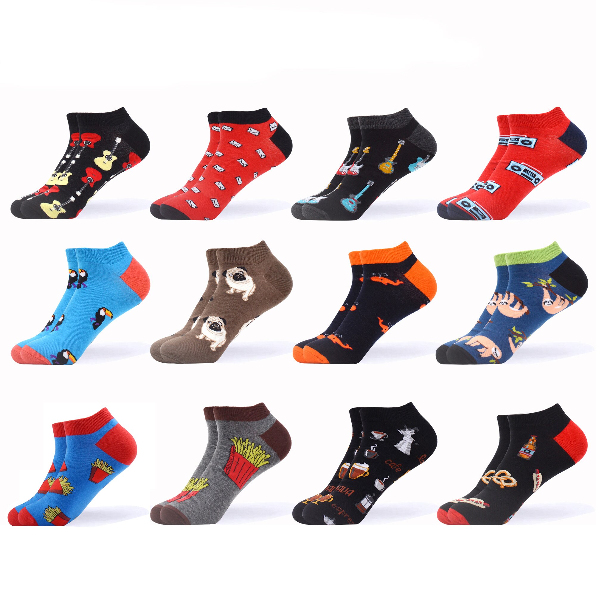 SANZETTI – chaussettes courtes à carreaux en coton peigné pour femmes, 12, nouveauté, colorées, décontractées, Harajuku, tendance paires/lot: B06226