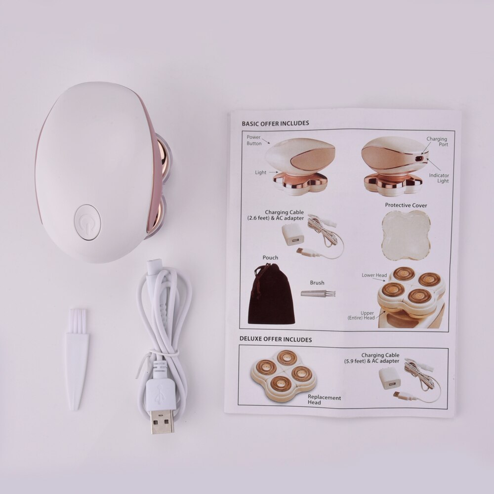 Épilateur Portable sans fil à quatre têtes, Rechargeable par USB, pour le corps, les jambes, le maillot